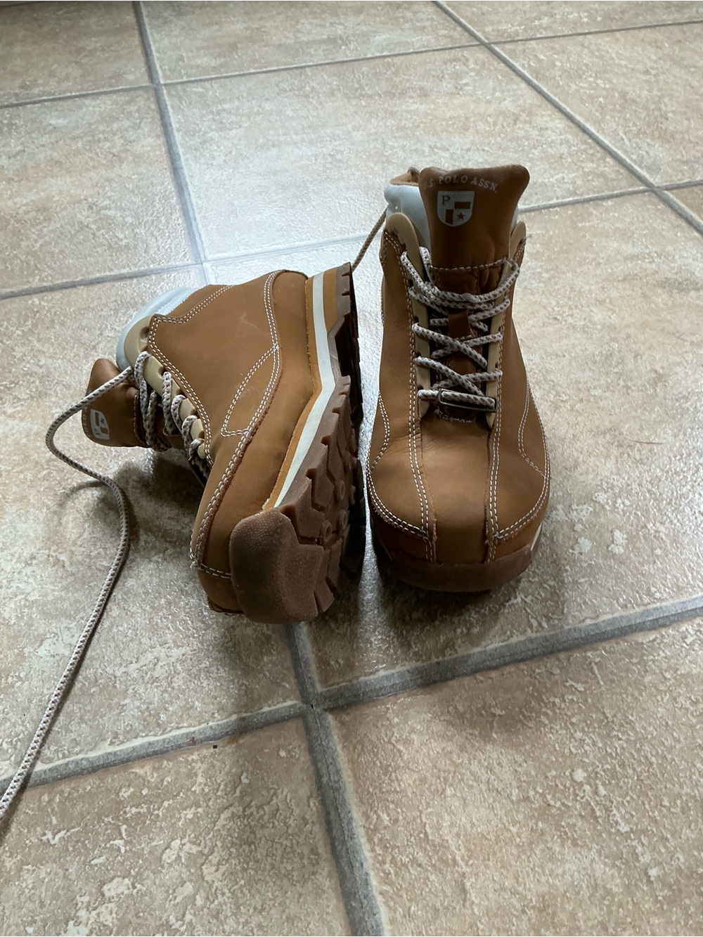 U.S. Polo Assn. Tan Lace-Up Ankle Booties